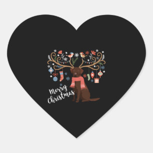 Sticker Cœur Chocolat Labrador Retriever Chien Noël