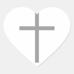 Sticker Cœur Christian Cross Silver