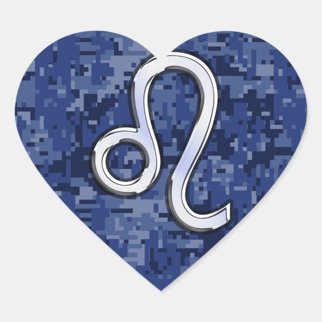 Sticker Cœur Chrome comme Leo Connexion Marine Camo numérique b (Devant)