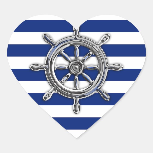 Sticker Cœur Chrome Comme Roue sur les rayures nautiques (Devant)