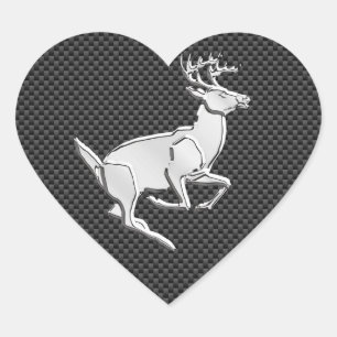 Sticker Cœur Chrome Like Running Deer on Carbon Fiber
