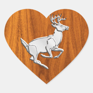 Sticker Cœur Chrome Like Running Deer on Fine Teak