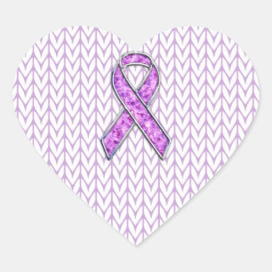 Sticker Cœur Chrome style Crystal Pink Ribbon Awareness Knit