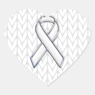 Sticker Cœur Chrome sur le Tricot blanc sensibilisation au ruba