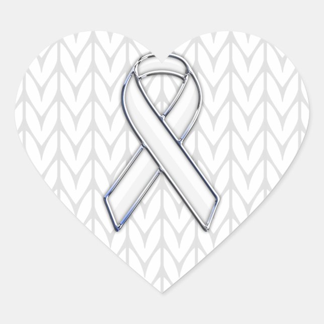 Sticker Cœur Chrome sur le Tricot blanc sensibilisation au ruba (Devant)