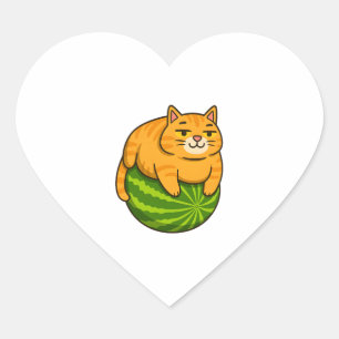 Sticker Cœur Chubby Chat sur Watermelon Meme Shirt