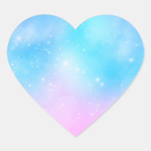 Sticker Cœur Ciel dégradé rose et bleu pastel