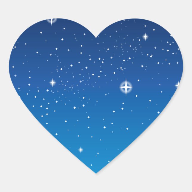 Sticker Cœur Ciel nocturne étoilé bleu profond (Devant)