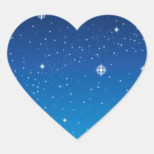 Sticker Cœur Ciel nocturne étoilé bleu profond