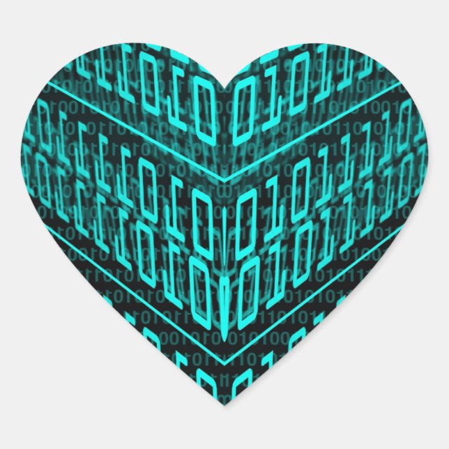 Sticker Cœur Circuit informatique futuriste Cyberpunk (Devant)