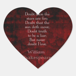 Sticker Cœur Citation d'amour célèbre William Shakespeare