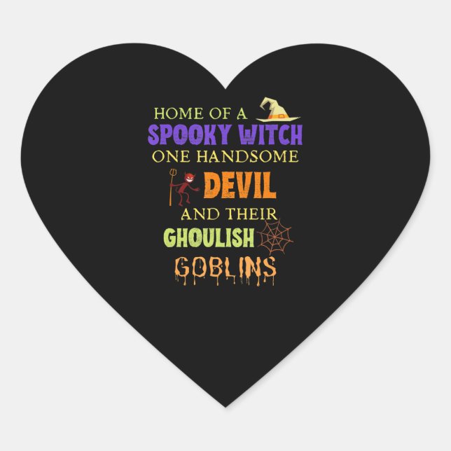 Sticker Cœur Citation D'Halloween Familiale Avec L'Araignée Dia (Devant)