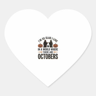 Sticker Cœur Citation Halloween Vintage Octobre Dessin Chat Cit