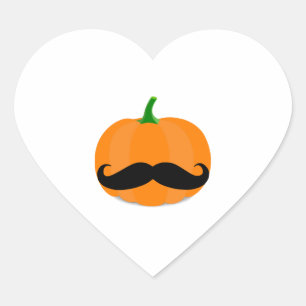 Sticker Cœur citrouille halloween avec barbe