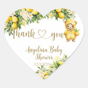 Sticker Cœur Citrus citron Baby shower d'accueil été