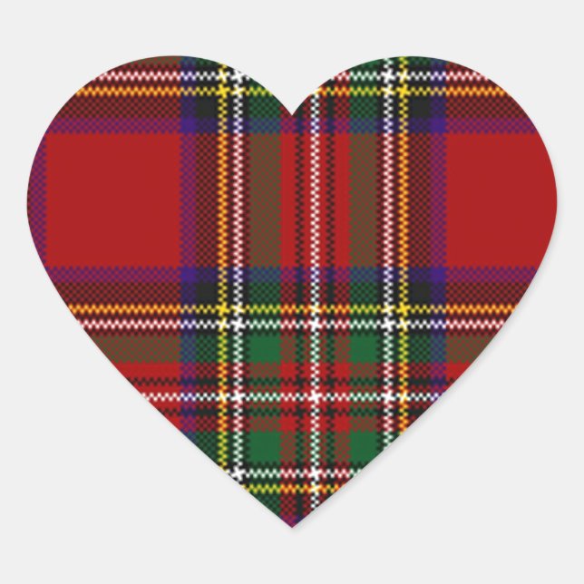 Sticker Cœur Clan PixDezines stewart tartan (Devant)