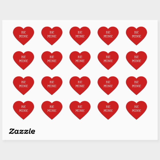 Sticker Cœur Classic Be Mine Red Valetines Day (Feuille)