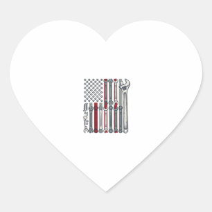 Sticker Cœur Clé de mécanicien Drapeau Gravure vintage Vecteur 