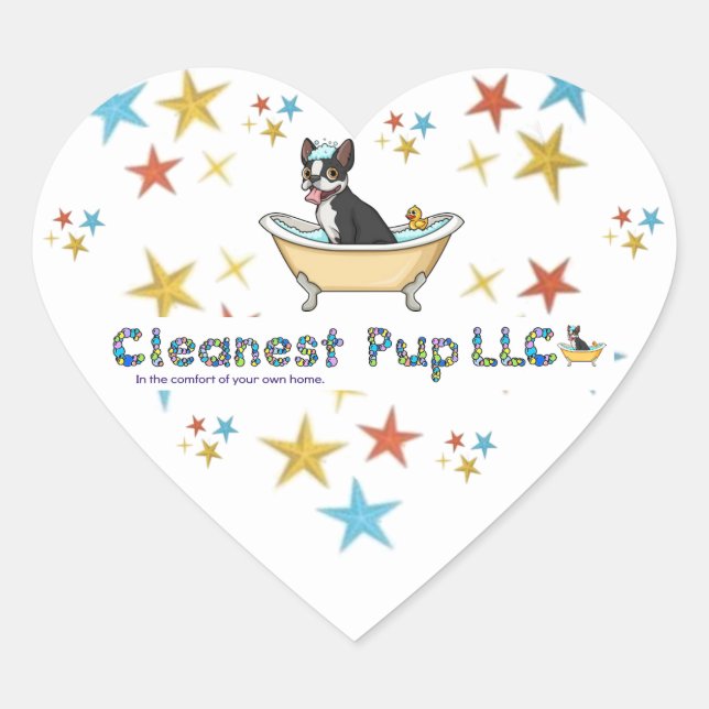 Sticker Cœur Cleanest Pup LLC (Devant)
