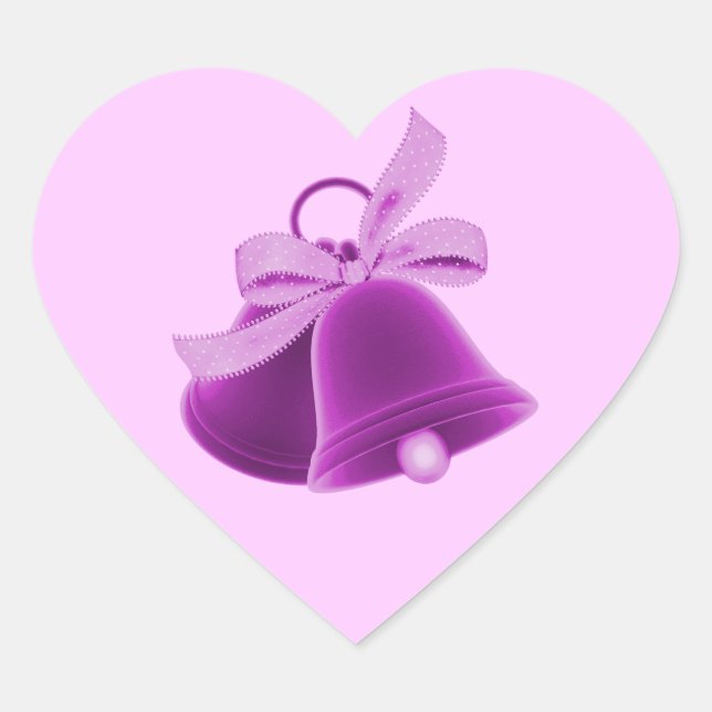 Sticker Cœur "Cloches Mariages" - violet riche [a] (Devant)