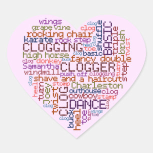 Sticker Cœur Clogger Clogging Word Art