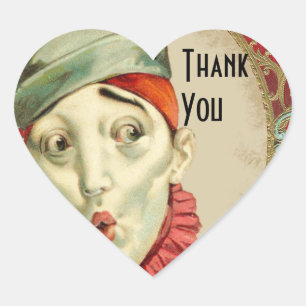 Sticker Cœur Clown Ancien Merci