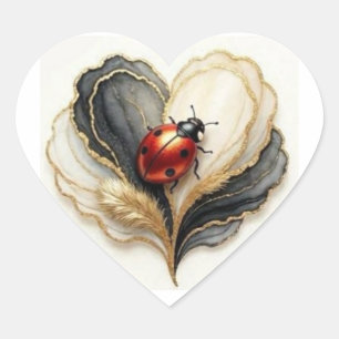 Sticker Cœur Coccinelle Cocardière Feuille de cœur