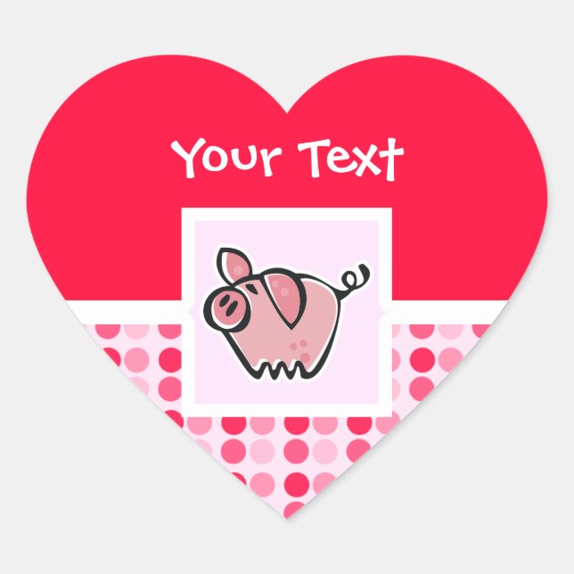 Sticker Cœur Cochon mignon (Devant)
