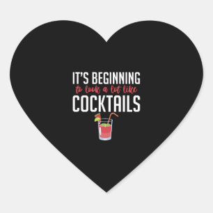Sticker Cœur Cocktail bartender cadeau d'anniversaire noël