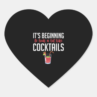Sticker Cœur Cocktail bartender cadeau d'anniversaire noël