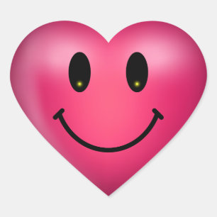 Sticker Cœur coeur 3D rose heureux
