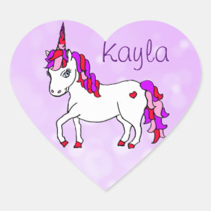 Sticker Cœur Coeur à cornes personnalisé de licorne