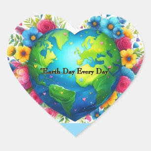 Sticker Cœur Cœur amoureux de la Terre Nature Artwork