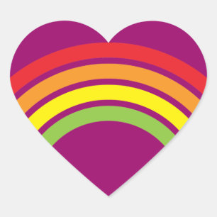 Sticker Cœur coeur arc-en-ciel rétro