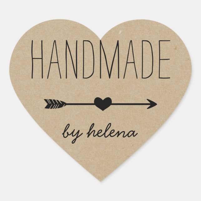 Sticker Cœur Coeur artisanal | Rustique Kraft Look (Devant)