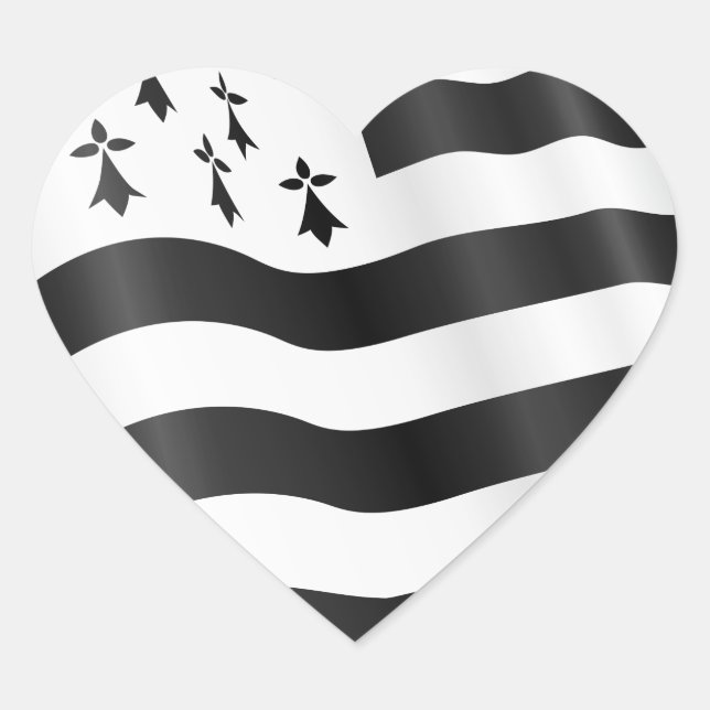 Sticker Cœur Coeur avec drapeau Bretin à l'intérieur (Devant)