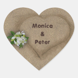 Sticker Cœur Coeur avec vos noms dans le sable
