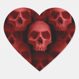 Sticker Cœur Coeur crâne rouge