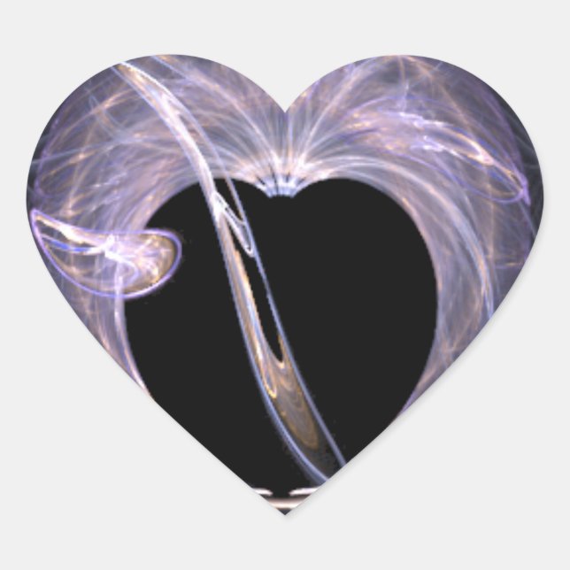 Sticker Cœur Coeur d'art fractal bleu et violet (Devant)