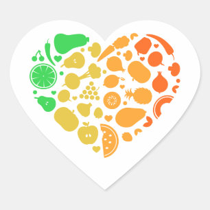 Sticker Cœur Coeur de fruits et légumes - Great Vegan Gift