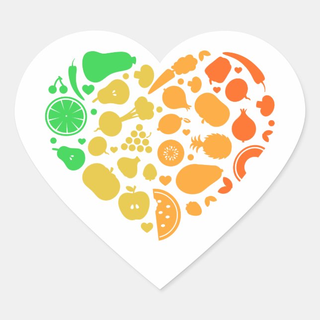 Sticker Cœur Coeur de fruits et légumes - Great Vegan Gift (Devant)