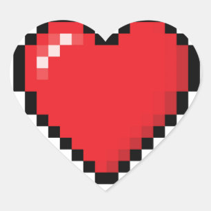 Sticker Cœur Coeur de jeu vidéo rouge Pixelé