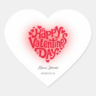Sticker Cœur Cœur de la Saint-Valentin Nom personnalisé & Date