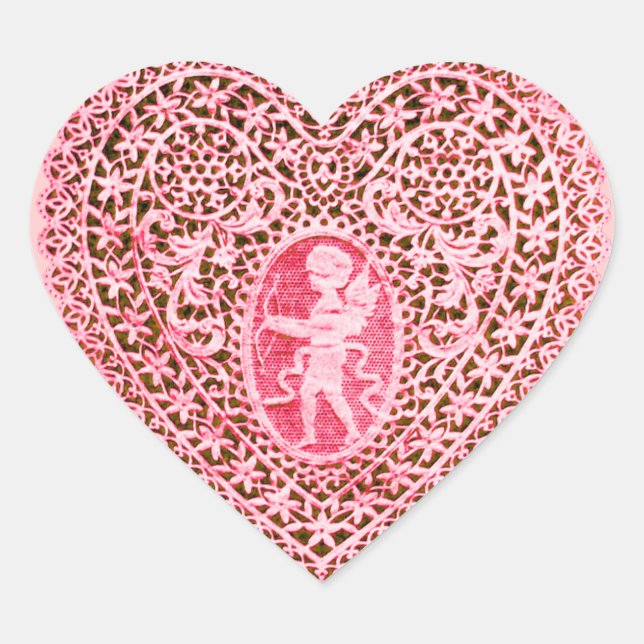 Sticker Cœur COEUR DE LAINE CUPID, Rouge rose Noir (Devant)