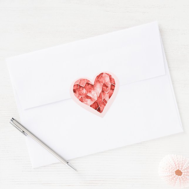 Sticker Cœur Coeur d'eau rouge style diamant (Enveloppe)