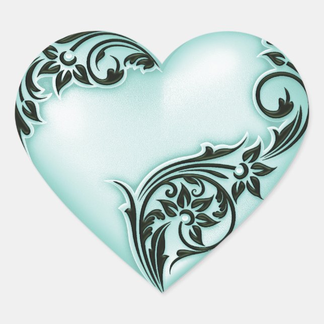 Sticker Cœur Coeur Défiler Verre de mer avec noir (Devant)