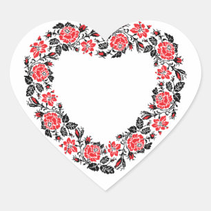 Sticker Cœur Coeur d'origine des fleurs de roses rouges de poin