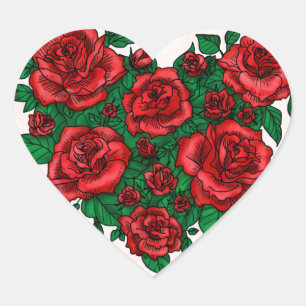 Sticker Cœur Coeur fait de roses rouges amour valentin romantiq