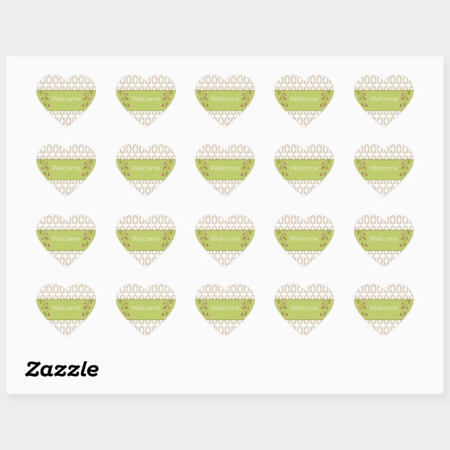 Sticker Cœur Coeur Fille En Rose Vert Et Blanc (Feuille)