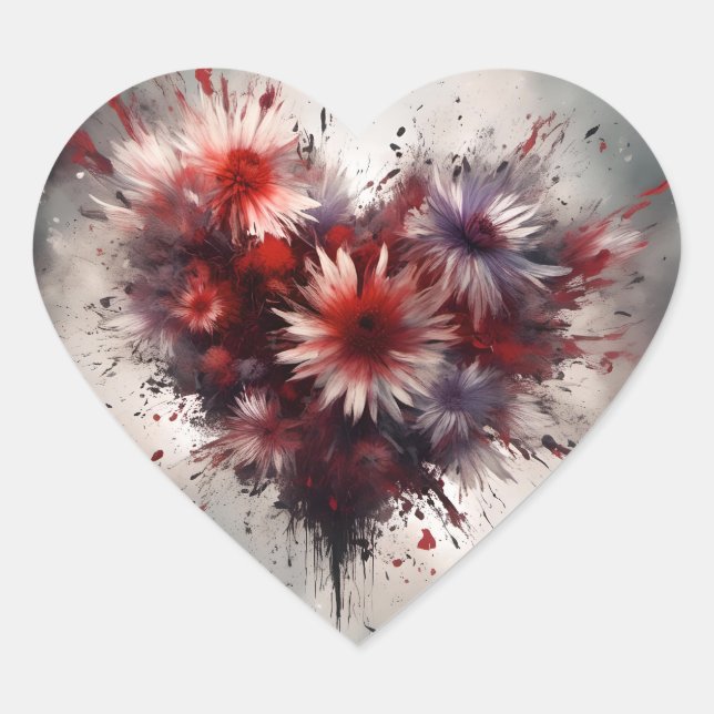 Sticker Cœur Coeur fleuri (Devant)